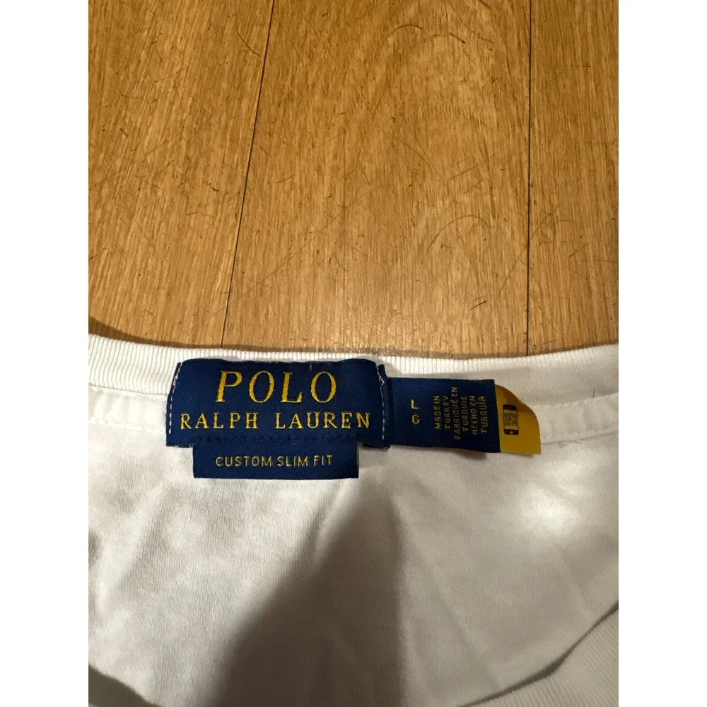 Polo Ralph Lauren Mens White Custom Slim Fit Pony Logo T-Shirt Large